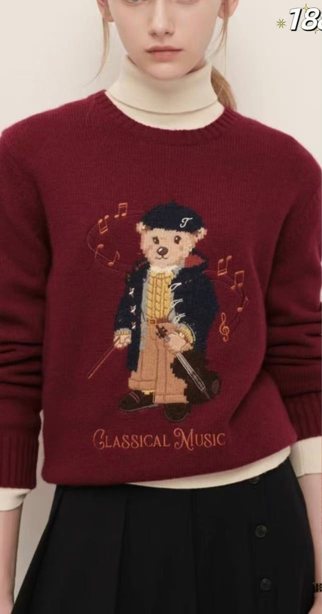 Burgundy Bear Sweater