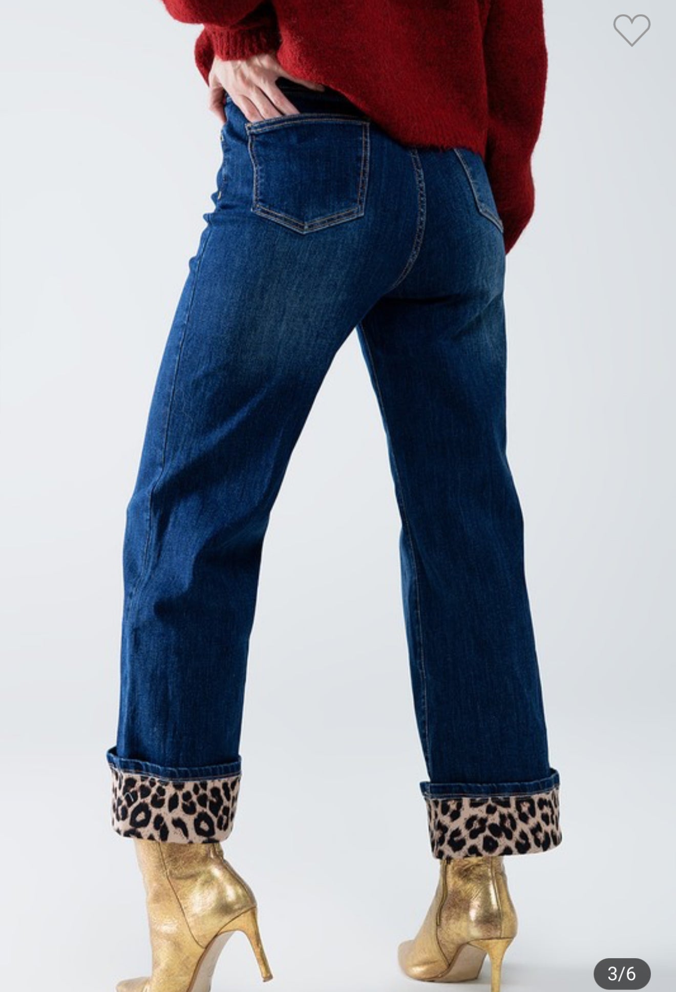 Wide Leg Jeans with Leopard trim