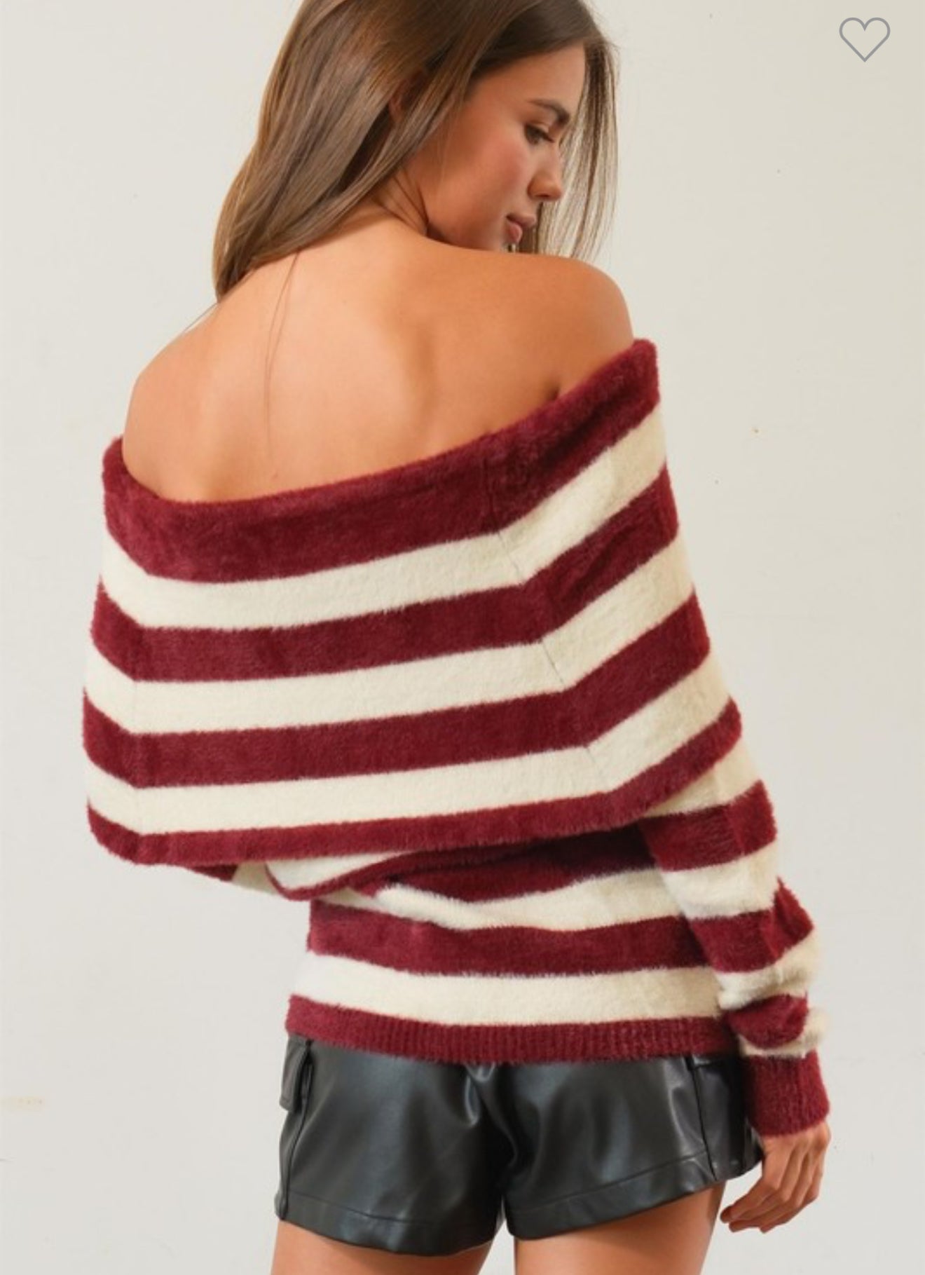 Burgundy Stripes offshoulder Top