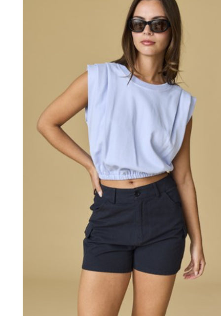 Baby blue shoulder Top