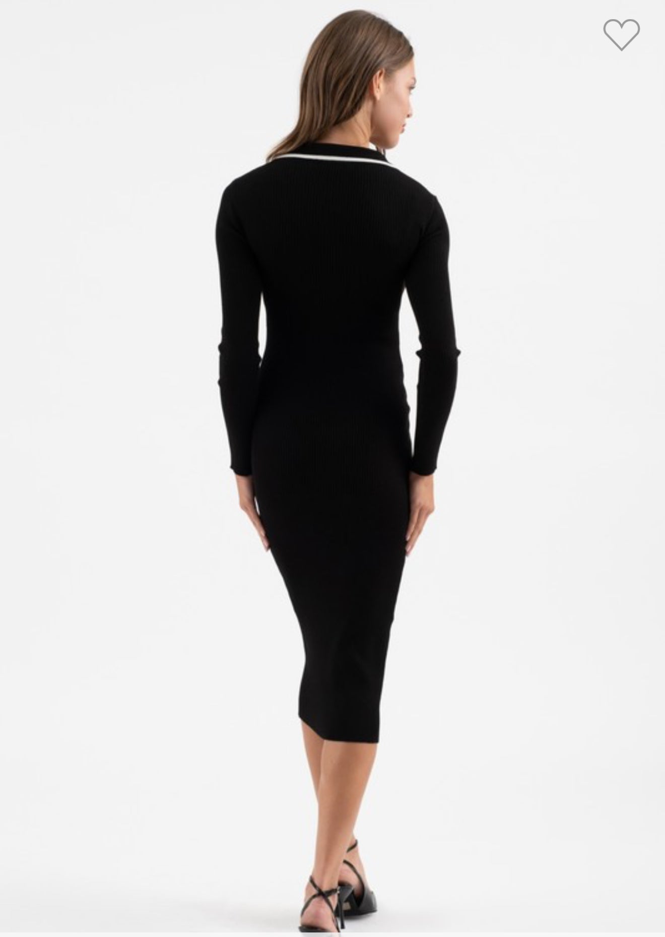 Black Trim Polo Midi Dress