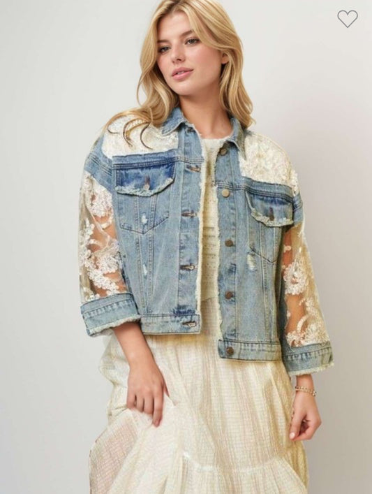 Flora lace denim Jacket