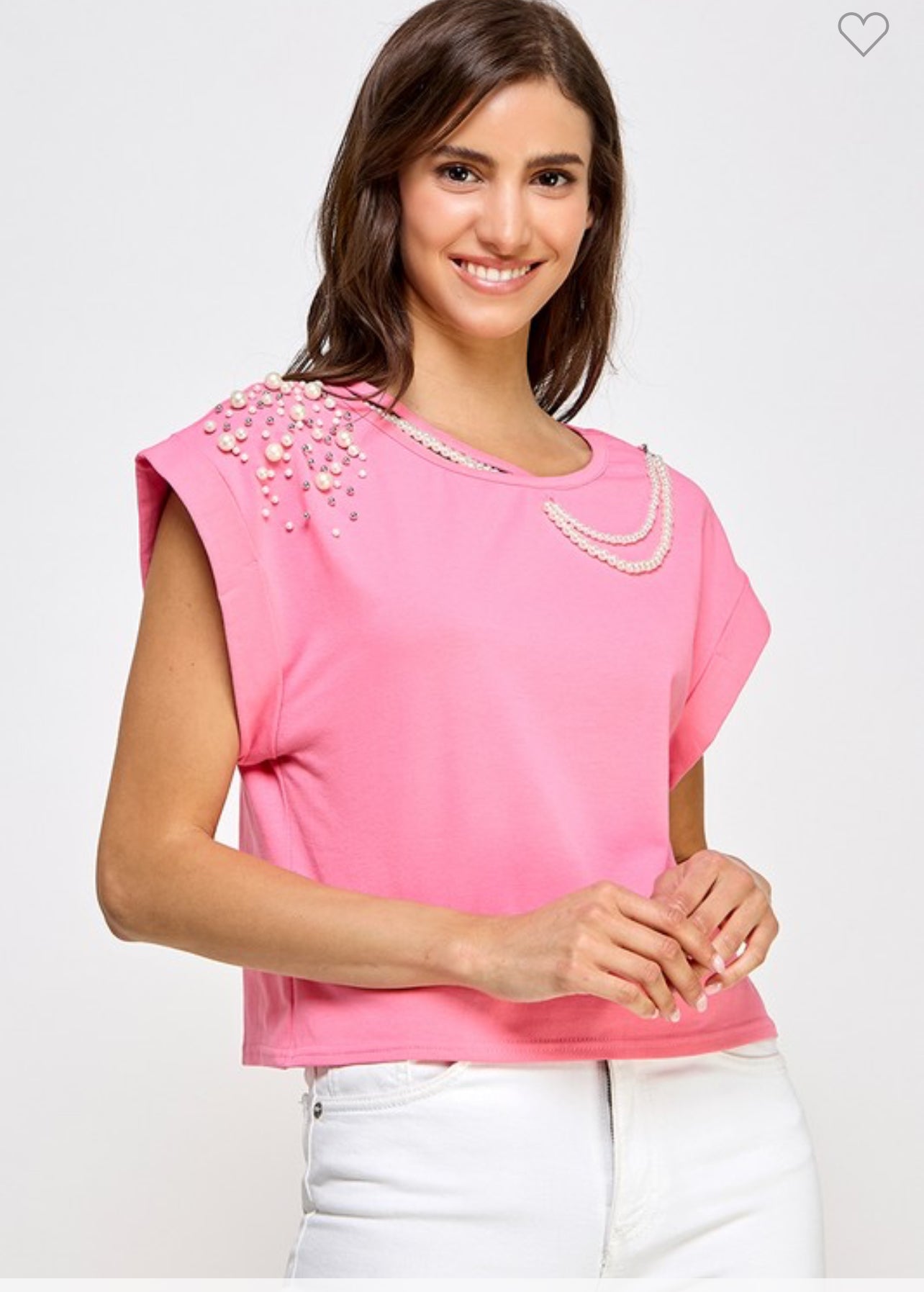 Pearl Collared pink Top