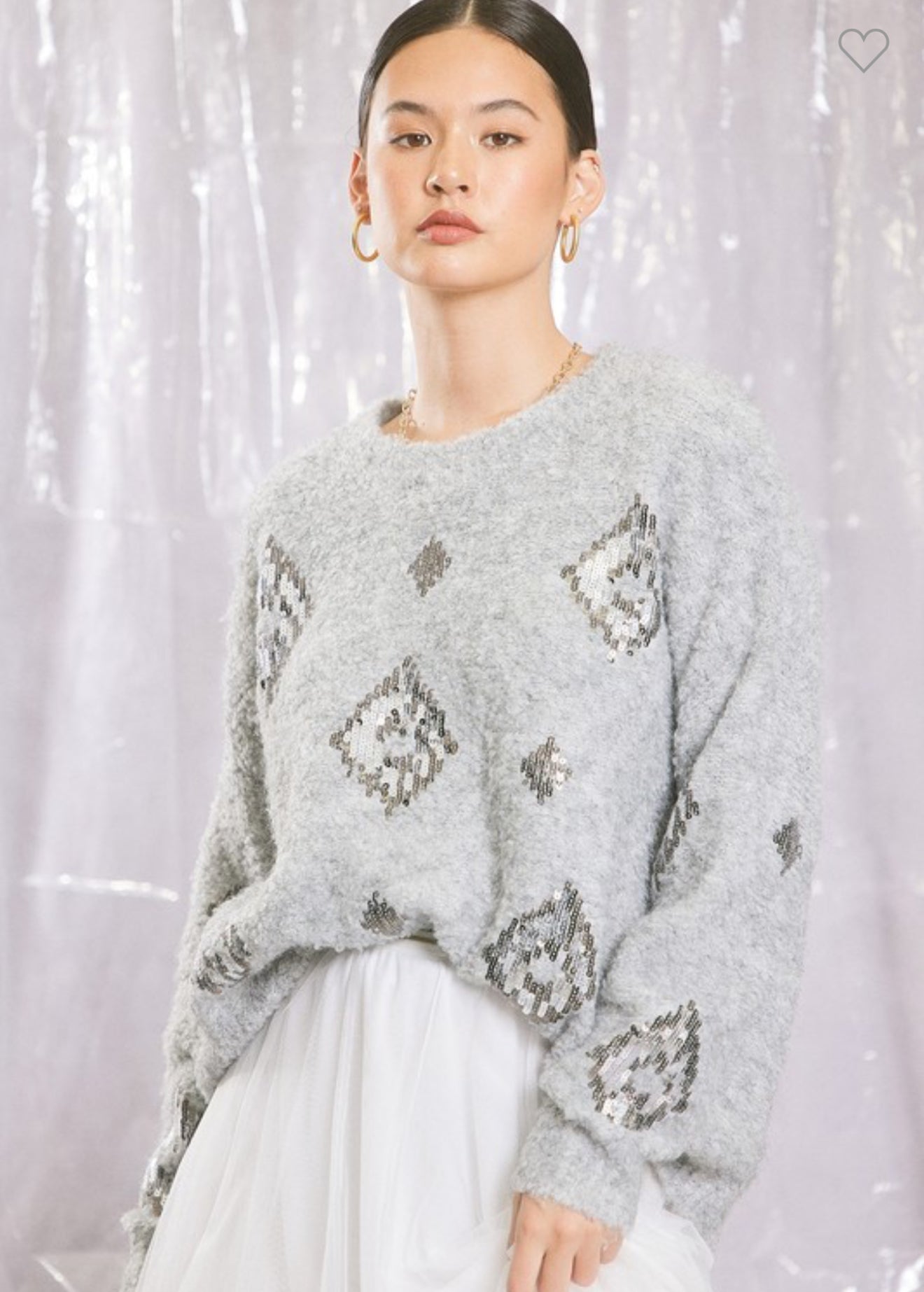 Gray sequined sweater