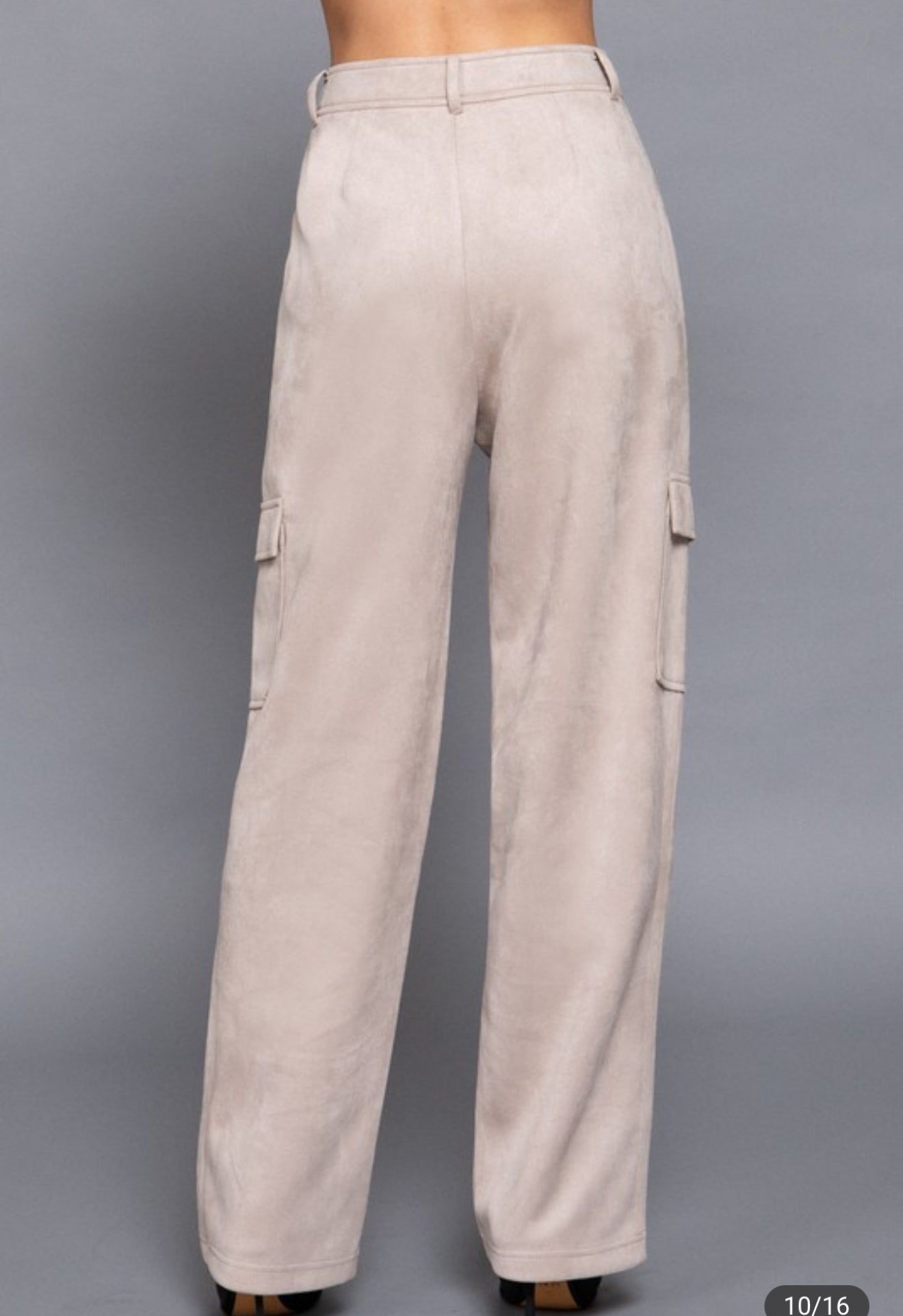 Beige Suede Cargo Pants