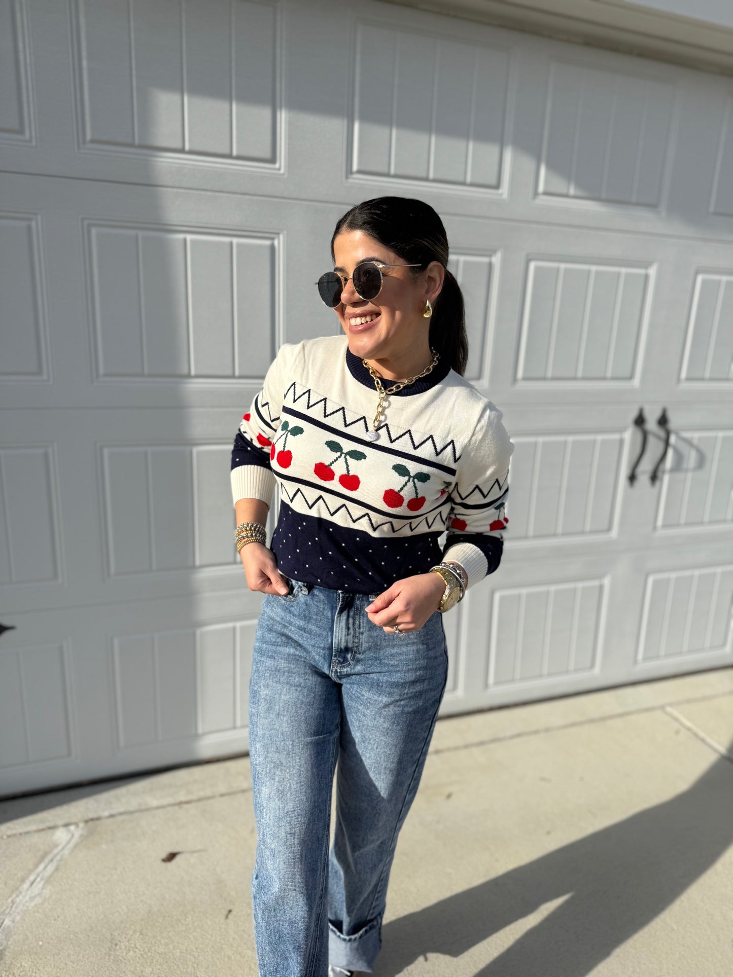 Cherry Navy Sweater