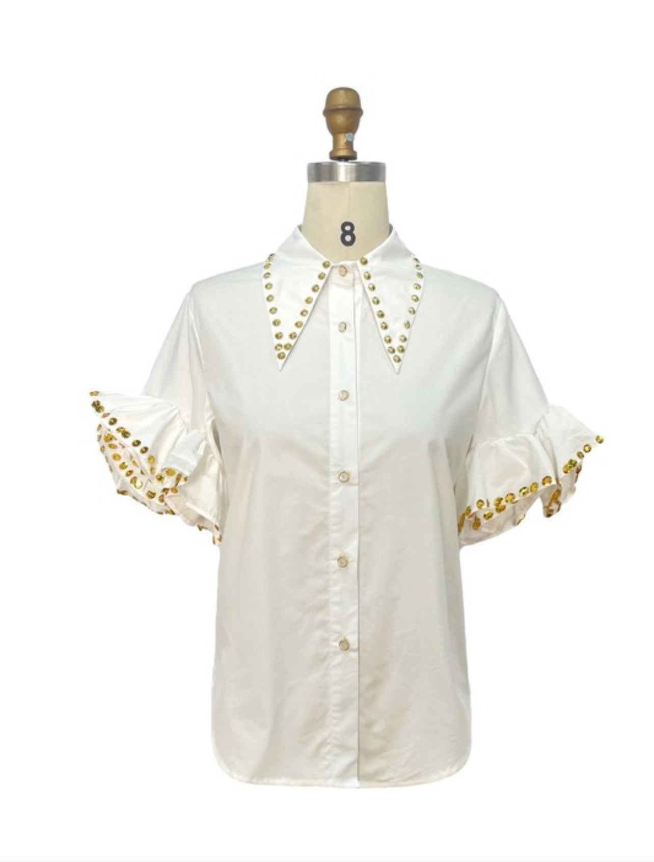 Classic White Blouse with gold studs