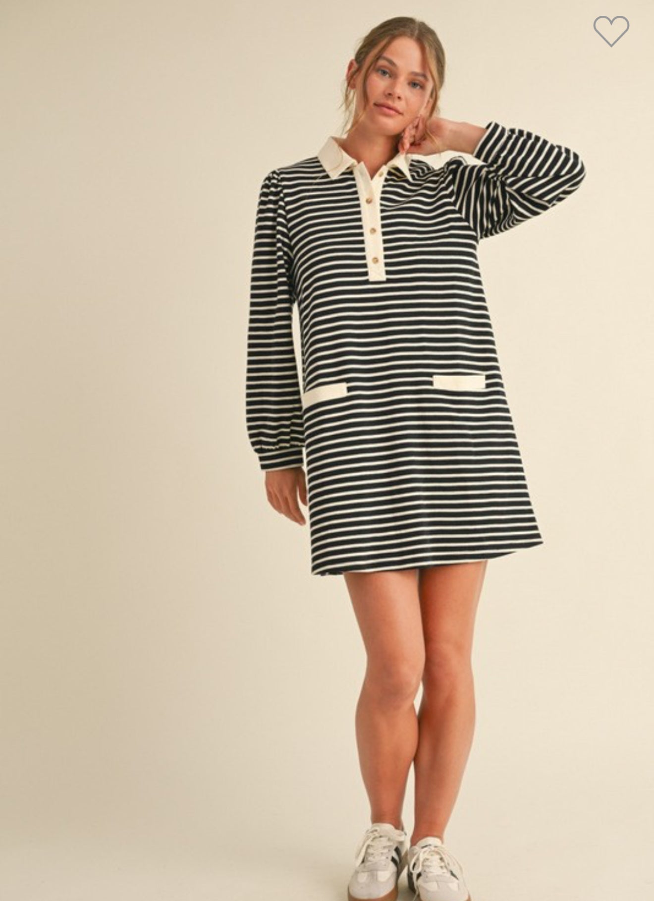 Black Striped Collar shirt Dress