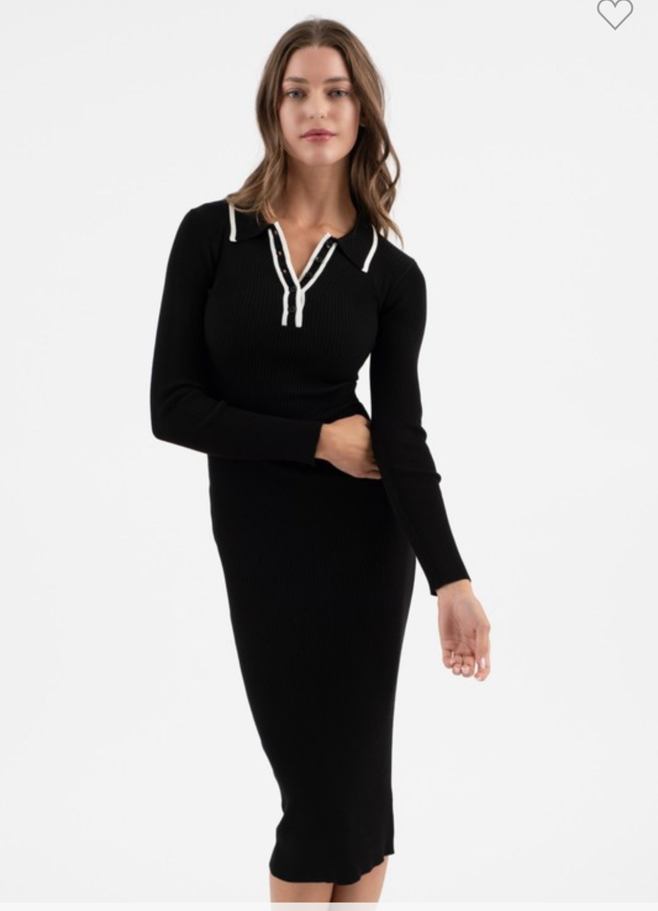 Black Trim Polo Midi Dress