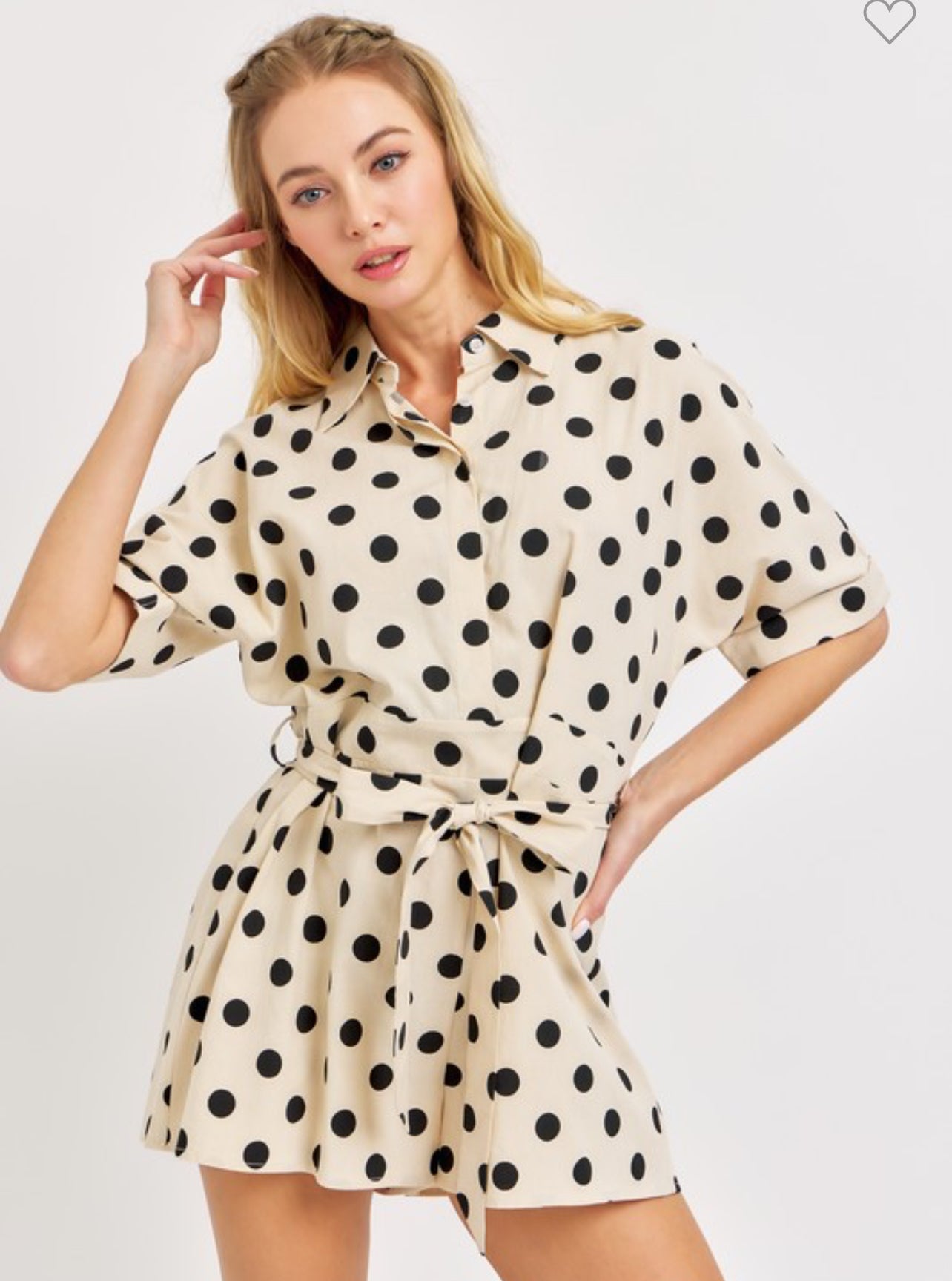 Black Dots Linen Romper