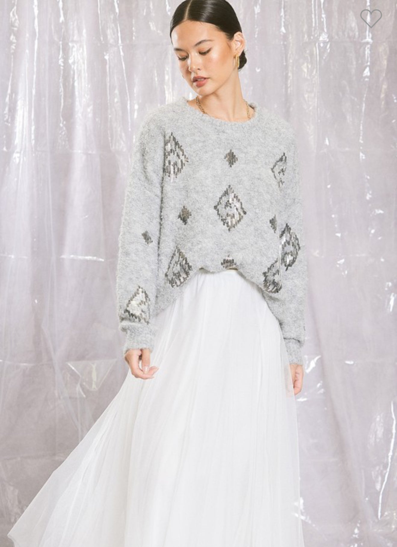 Gray sequined sweater