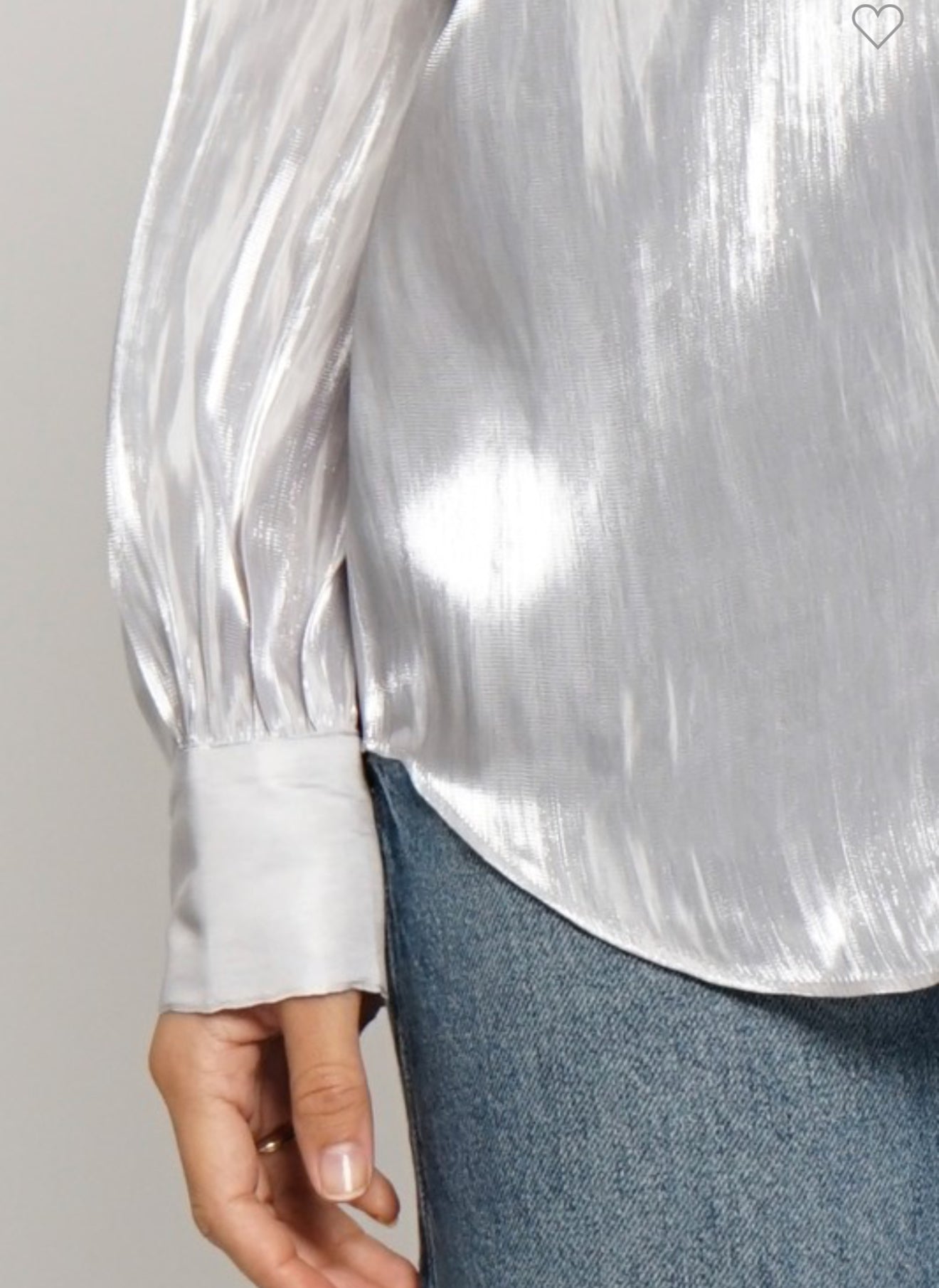 Silver button down shirt