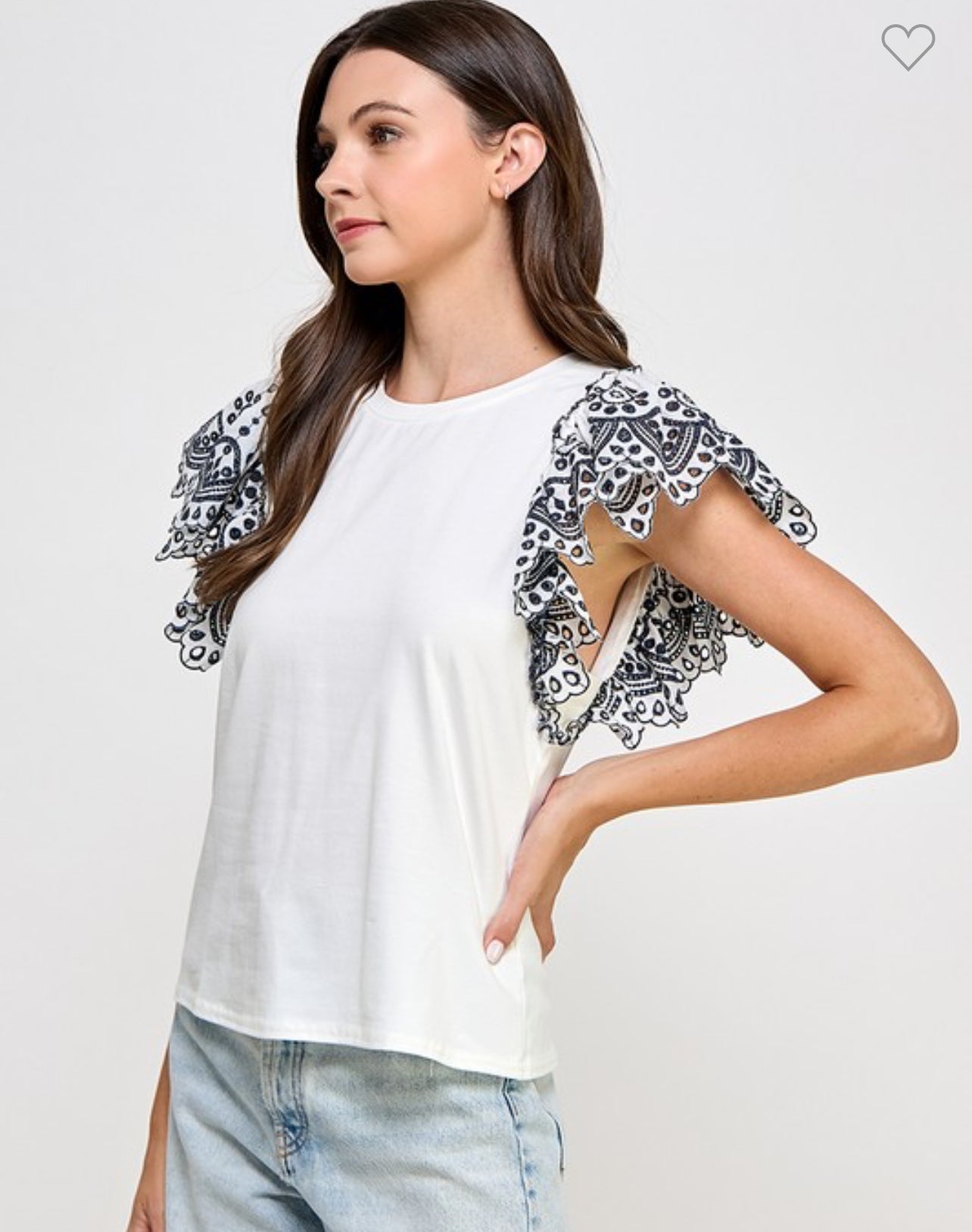 Laced Ruffle White Top