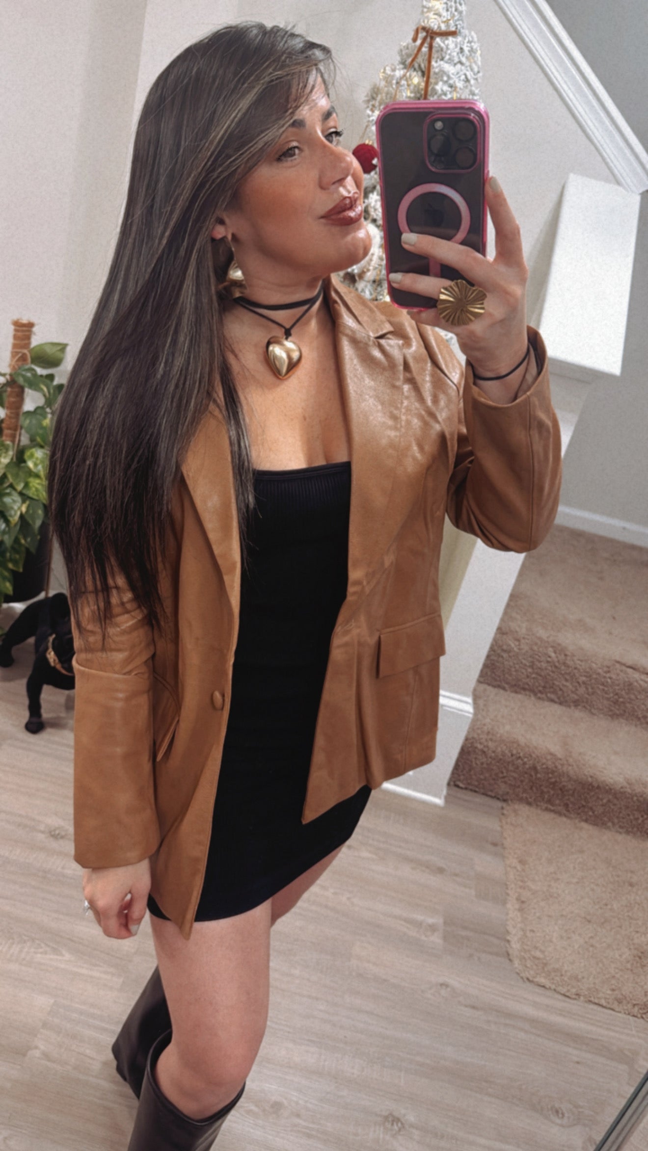 Camel Leather Blazer