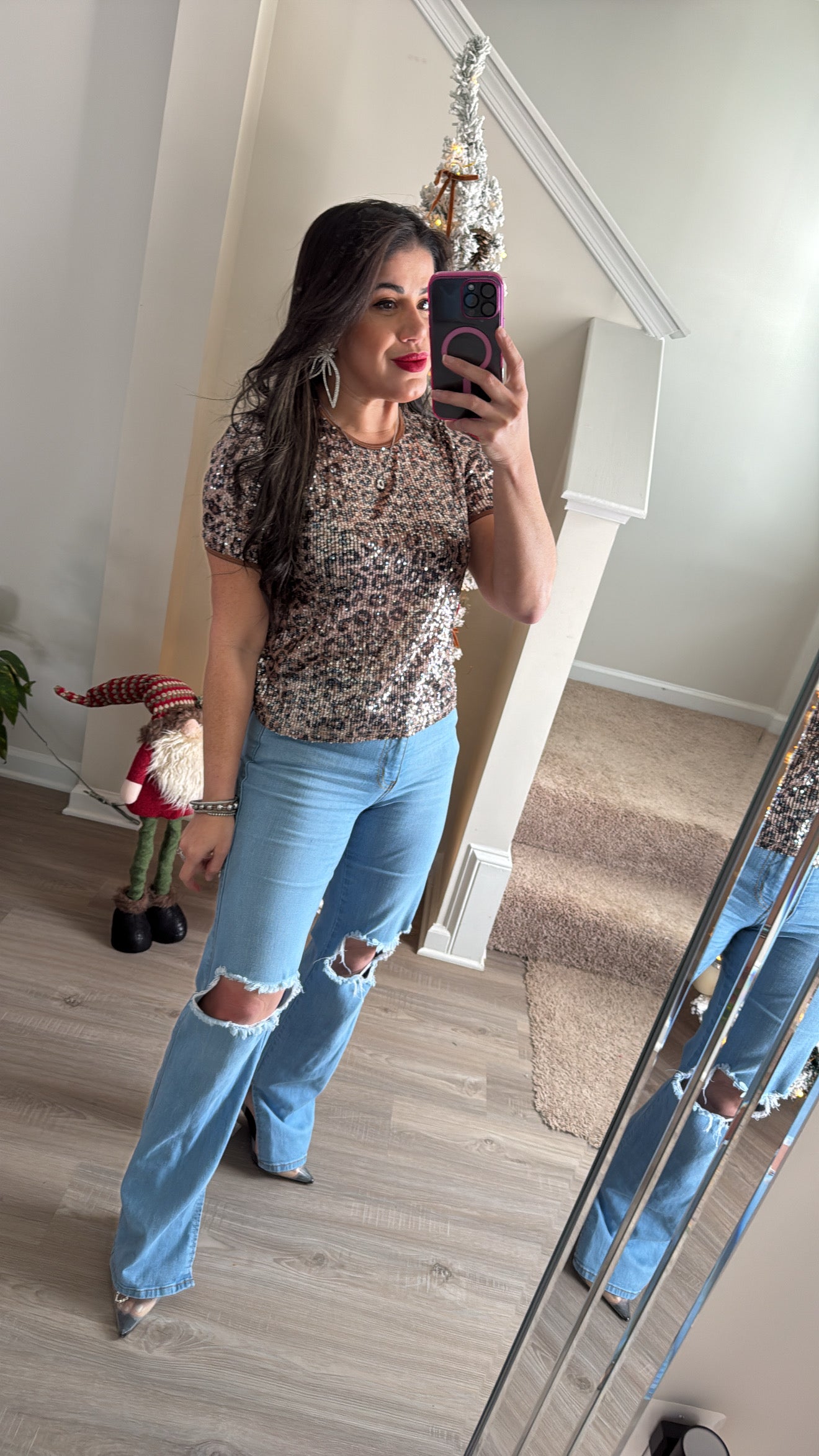 Sequin Leopard Top