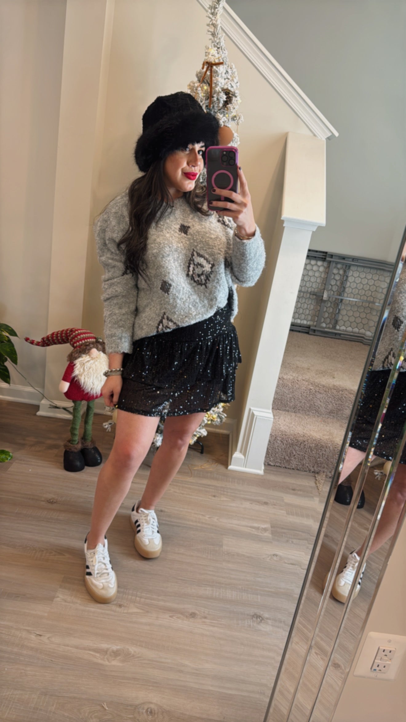 Black Sequin Mini Skort